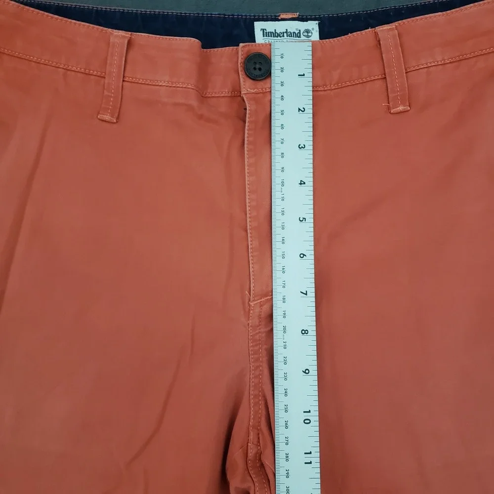 Timberland Chino Shorts Mens W36 Orange Relaxed Fit Flat Front Cotton